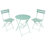 Τραπεζαρία Bistro Pakoworld σετ 3τεμ Μεταλλική Αναδιπλούμενη σε Μέντα Απόχρωση Φ60x71εκ