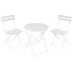 Τραπεζαρία Bistro Pakoworld σετ 3τεμ Μεταλλική Αναδιπλούμενη σε Λευκή Απόχρωση Φ60x71εκ