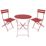 Τραπεζαρία Bistro Pakoworld σετ 3τεμ Μεταλλική Αναδιπλούμενη σε Terracotta Απόχρωση Φ60x71εκ