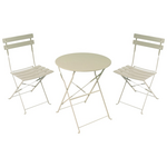 Τραπεζαρία Bistro Pakoworld σετ 3τεμ Μεταλλική Αναδιπλούμενη σε Μπεζ Απόχρωση Φ60x71εκ