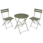 Τραπεζαρία Bistro Pakoworld σετ 3τεμ Μεταλλική Αναδιπλούμενη σε Λαδί Απόχρωση Φ60x71εκ