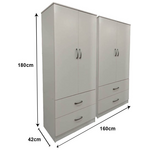 Ντουλάπα Τετράφυλλη με Συρτάρια Lego Pakoworld Λευκή 160x42x180εκ