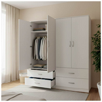 Ντουλάπα Τετράφυλλη με Συρτάρια Lego Pakoworld Λευκή 160x42x180εκ