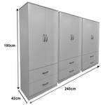 Ντουλάπα Εξάφυλλη με Συρτάρια Lego Pakoworld Λευκή 240x42x180εκ