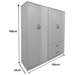 Ντουλάπα Τετράφυλλη Lego Pakoworld Λευκή 160x42x180εκ