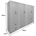 Ντουλάπα Εξάφυλλη Lego Pakoworld Λευκή 240x42x180εκ