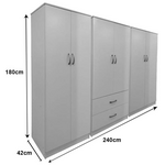 Ντουλάπα Εξάφυλλη Lego i Pakoworld Λευκή 240x42x180εκ