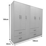 Ντουλάπα Εξάφυλλη Lego Pakoworld Λευκή 180x42x180εκ