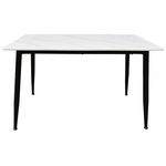 Τραπέζι Pembe Pakoworld Sintered Stone Λευκή όψη Μαρμάρου με Μαύρα Μεταλλικά Πόδια 120x70x75εκ