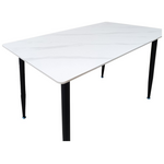 Τραπέζι Pembe Pakoworld Sintered Stone Λευκή όψη Μαρμάρου με Μαύρα Μεταλλικά Πόδια 120x70x75εκ