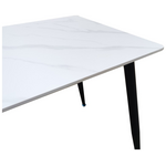 Τραπέζι Pembe Pakoworld Sintered Stone Λευκή όψη Μαρμάρου με Μαύρα Μεταλλικά Πόδια 120x70x75εκ