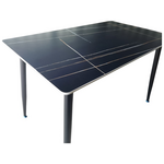 Τραπέζι Pembe Pakoworld Sintered Stone Μαύρη όψη Μαρμάρου με Μαύρα Μεταλλικά Πόδια 120x70x75εκ