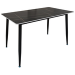 Τραπέζι Pembe Pakoworld Sintered Stone Μαύρη όψη Μαρμάρου με Μαύρα Μεταλλικά Πόδια 120x70x75εκ