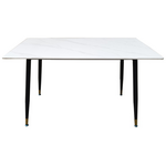 Τραπέζι Pembe Pakoworld Sintered Stone Λευκή όψη Μαρμάρου με Μαύρα Μεταλλικά Πόδια 140x80x75εκ