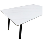 Τραπέζι Pembe Pakoworld Sintered Stone Λευκή όψη Μαρμάρου με Μαύρα Μεταλλικά Πόδια 140x80x75εκ