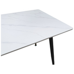 Τραπέζι Pembe Pakoworld Sintered Stone Λευκή όψη Μαρμάρου με Μαύρα Μεταλλικά Πόδια 140x80x75εκ