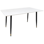 Τραπέζι Pembe Pakoworld Sintered Stone Λευκή όψη Μαρμάρου με Μαύρα Μεταλλικά Πόδια 140x80x75εκ