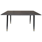 Τραπέζι Pembe Pakoworld Sintered Stone Μαύρη όψη Μαρμάρου με Μαύρα Μεταλλικά Πόδια 140x80x75εκ