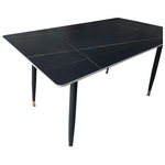 Τραπέζι Pembe Pakoworld Sintered Stone Μαύρη όψη Μαρμάρου με Μαύρα Μεταλλικά Πόδια 140x80x75εκ