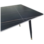 Τραπέζι Pembe Pakoworld Sintered Stone Μαύρη όψη Μαρμάρου με Μαύρα Μεταλλικά Πόδια 140x80x75εκ