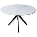 Τραπέζι Orbital Pakoworld Sintered Stone Λευκή όψη Μαρμάρου με Μαύρα Μεταλλικά Πόδια Φ120x76εκ