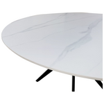 Τραπέζι Orbital Pakoworld Sintered Stone Λευκή όψη Μαρμάρου με Μαύρα Μεταλλικά Πόδια Φ120x76εκ