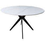 Τραπέζι Orbital Pakoworld Sintered Stone Λευκή όψη Μαρμάρου με Μαύρα Μεταλλικά Πόδια Φ120x76εκ