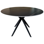 Τραπέζι Orbital Pakoworld Sintered Stone Μαύρη όψη Μαρμάρου με Μαύρα Μεταλλικά Πόδια Φ120x76εκ