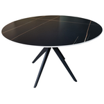 Τραπέζι Orbital Pakoworld Sintered Stone Μαύρη όψη Μαρμάρου με Μαύρα Μεταλλικά Πόδια Φ120x76εκ