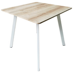 Τραπέζι Squaro Pakoworld Sonoma mdf με Λευκά Μεταλλικά Πόδια 80x80x75εκ