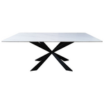 Τραπέζι Mattias Pakoworld Sintered Stone Λευκη όψη Μαρμάρου με Μαύρα Μεταλλικά Πόδια 180x90x75εκ