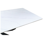 Τραπέζι Mattias Pakoworld Sintered Stone Λευκη όψη Μαρμάρου με Μαύρα Μεταλλικά Πόδια 180x90x75εκ