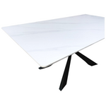 Τραπέζι Mattias Pakoworld Sintered Stone Λευκη όψη Μαρμάρου με Μαύρα Μεταλλικά Πόδια 180x90x75εκ