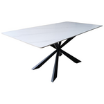 Τραπέζι Mattias Pakoworld Sintered Stone Λευκη όψη Μαρμάρου με Μαύρα Μεταλλικά Πόδια 180x90x75εκ