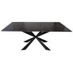 Τραπέζι Mattias Pakoworld Sintered Stone Μαύρη όψη Μαρμάρου με Μαύρα Μεταλλικά Πόδια 180x90x75εκ
