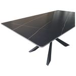 Τραπέζι Mattias Pakoworld Sintered Stone Μαύρη όψη Μαρμάρου με Μαύρα Μεταλλικά Πόδια 180x90x75εκ