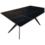 Τραπέζι Ezali Pakoworld mdf Μαύρη όψη Μαρμάρου με Μαύρα Μεταλλικά Πόδια 140x80x75εκ