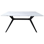 Τραπέζι Ezali Pakoworld mdf Λευκή όψη Μαρμάρου με Μαύρα Μεταλλικά Πόδια 140x80x75εκ