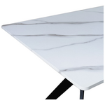 Τραπέζι Ezali Pakoworld mdf Λευκή όψη Μαρμάρου με Μαύρα Μεταλλικά Πόδια 140x80x75εκ