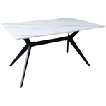 Τραπέζι Ezali Pakoworld mdf Λευκή όψη Μαρμάρου με Μαύρα Μεταλλικά Πόδια 140x80x75εκ