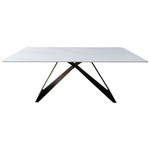 Τραπέζι Mapele Pakoworld Sintered Stone Λευκή όψη Μαρμάρου με Μαύρα Μεταλλικά Πόδια 180x90x75εκ