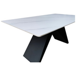 Τραπέζι Mapele Pakoworld Sintered Stone Λευκή όψη Μαρμάρου με Μαύρα Μεταλλικά Πόδια 180x90x75εκ