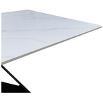 Τραπέζι Mapele Pakoworld Sintered Stone Λευκή όψη Μαρμάρου με Μαύρα Μεταλλικά Πόδια 180x90x75εκ