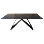 Τραπέζι Mapele Pakoworld Μαύρη όψη Μαρμάρου με Μαύρα Μεταλλικά Πόδια 180x90x75εκ