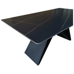 Τραπέζι Mapele Pakoworld Μαύρη όψη Μαρμάρου με Μαύρα Μεταλλικά Πόδια 180x90x75εκ