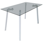 Τραπέζι Titta Pakoworld Γυάλινη Επιφάνεια με Λευκά Μεταλλικά Πόδια 120x70x75εκ