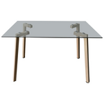 Τραπέζι Titta Pakoworld Γυάλινη Επιφάνεια με Μεταλλικά Πόδια σε Φυσική Απόχρωση 120x70x75εκ