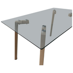 Τραπέζι Titta Pakoworld Γυάλινη Επιφάνεια με Μεταλλικά Πόδια σε Φυσική Απόχρωση 120x70x75εκ