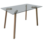 Τραπέζι Titta Pakoworld Γυάλινη Επιφάνεια με Μεταλλικά Πόδια σε Φυσική Απόχρωση 120x70x75εκ