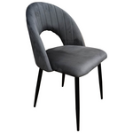Καρέκλα Lovingo Pakoworld Βελούδο Ανθρακί με Μαύρα Μεταλλικά Πόδια 50x47x85.5εκ